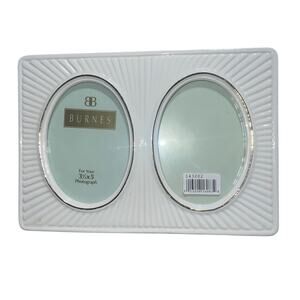 Burnes of Boston Bandini Sunburst Double Photo Frame for 3.5" x 5" photos white